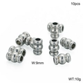 Lot de 10 perles cylindriques en acier inoxydable de 9 mm pour la création de bijoux - Style Tube Droit Ondulé (KLJ2320-Z) / Lot de 10