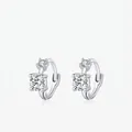 Eleganti orecchini a cerchio in argento sterling S925 con due pietre di zircone scintillanti - Argento