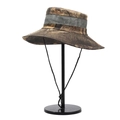 Outdoor-Sonnenhut für Herren mit Tarnmuster, Mesh und Kinnriemen in Wald-Braun - Kaffeebraun