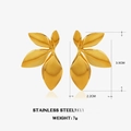 Pendientes de hoja dorados de acero inoxidable de 3,5cm por 2,2cm y peso de 7g - Dorado
