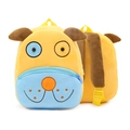 Cute yellow plush dog backpack for kids with blue front pocket and adjustable straps - Dog