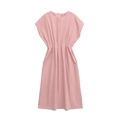Vestido rosa minimalista con cuello redondo y cintura ajustada de diseño elegante - XS / Melocotón