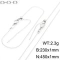 Adjustable silver titanium steel O-chain necklace with needle tip and lobster clasp - Diamond-cut O-Chain Bracelet / Steel