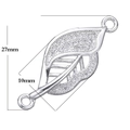 Silver leaf connector pendant with clear zircon stones measuring 27mm by 10mm in size - Silver Zirconia Leaf (L0244-B)