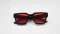 Retro thick black frame sunglasses featuring bold red square lenses and street style - Regular / Black Frame Wine Red Lens