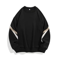 Sweat-shirt noir ample pour hommes avec rayures contrastées en V sur les manches - M / Noir