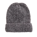 Solid color dark grey chenille knitted beanie hat for women warm winter headwear - M (56-58cm) / Gray