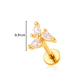 Clover shaped gold flat back earring with clear zircons and 0.31cm size mark - 10# Gold Pear-shaped Clover Style