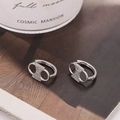 Silver bow knot hoop earrings with micro-set zircons and French vintage style design - Silver