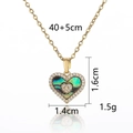 Detail showing shell butterfly pendant measurements and golden stainless steel chain texture - Gold Shell Heart Necklace