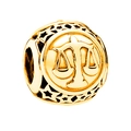 Golden Libra zodiac charm bead with cutout star details for DIY jewelry bracelets - Libra / Gold