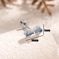 Silver bow stud earring with blue gems and 10mm x 5mm dimensions on soft background - Light Blue (A266-3)