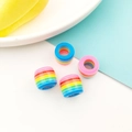 DIY colorful rainbow striped 8x14mm resin barrel beads for handmade jewelry making - Striped Barrel Bead (13225)