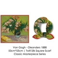 Van Gogh Oleanders painting style floral silk square scarf for women 53x53cm - Van Gogh Oleanders