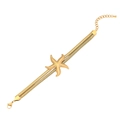 Golden flat snake chain bracelet with starfish charm and adjustable lobster clasp closure - Starfish