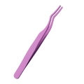 Single pink plastic precision tweezers for eyelash application and beauty crafts - Purple