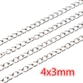 Edelstahl DIY Schmuckkette in Silberoptik mit 4x3mm Gliedergröße für Halsketten - CH-03 (4x3mm) / Stahlfarbe