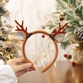 Festive brown reindeer antlers headband with silver sequins and warm glowing lights - Deer Antlers Brown