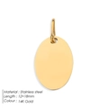 Polished oval stainless steel 12x18mm jewelry pendant with 14K gold finish - 18*12 Gold