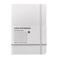 White A5 hardcover lined notebook with elastic strap and 100gsm paper for office - Pearl White (Lined)