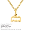 Gold-plated stainless steel Aquarius zodiac pendant necklace with adjustable chain - Aquarius / Gold