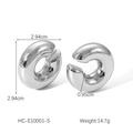 Dettaglio orecchini a cerchio a C argento con misure di dimensioni e peso di 14,7g - Superficie Liscia Spessa Argento (HC-E10001-S)