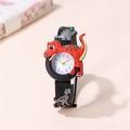 Kids cute 3D dinosaur cartoon watch with flexible silicone strap and analog dial for gifts - Black
