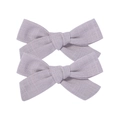 Set of two light purple linen bow hair clips for girls, elegant minimalist design - Bow Hair Clips Set / Lavender