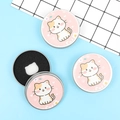 Cosmetic brush dry cleaning tin featuring a cute pink cartoon cat design with black sponge - Cat Box Set