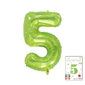 32-inch metallic lime green number 5 foil balloon with retail card packaging - 40-inch Jelly Green 5-piece Cardboard Box