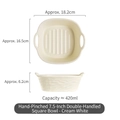 Bol carré en céramique blanc crème de 7,5 pouces avec poignées et texture artisanale - Blanc Crème Bol Carré 7,5 Pouces