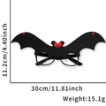 Halloween bat glasses frame with red bow decoration and detailed size measurements - One Size / Large Red Eyes Bat Glasses