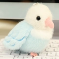 Cute plush parrot keychain accessory featuring a soft white and blue stuffed bird design - Charm / Blue