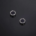 Punk style men's silver earrings with blue galaxy surface and mirror reflection - 8mm Crystal Pink Magnetic Pair / Crystal Pink