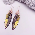 Elegant long S925 silver butterfly earrings with yellow-black wings and rainbow rhinestones - Yellow Painted Rhinestone-Rose Gold