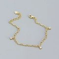 Elegante pulsera de plata S925 dorada con tres colgantes brillantes de circonita - Plata 925 / Dorado