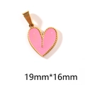 Macro detail of a 19mm x 16mm pink enamel heart pendant with golden beaded trim - Pink Enamel Heart