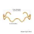 Macro view of gold wave cuff bracelet showing dimensions 6.2cm inner diameter and 5g weight - Wavy Open Bangle