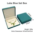 Écrin à bijoux en cuir PU bleu lac pour parures de colliers et bracelets avec dimensions - Coffret / Bleu lac