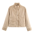 Chaqueta de ante sintético color albaricoque con cuello alto y botones metálicos - XS / Albaricoque