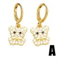 Boucles d'oreilles créoles avec pendentif ours en zircone et placage doré élégant - Style Ours / Or