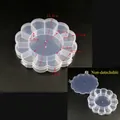 Pflaumenblütenförmiger transparenter Schmuck-Organizer mit 13 Fächern und Maßen - Feststehende 13 Raster Blumenform