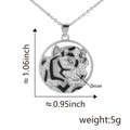 Detail view of tiger pendant necklace with zircon dimensions and 5g weight specifications - Silver Leopard Head Round Pendant