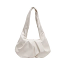 Minimalist white pleated underarm shoulder bag in premium soft synthetic leather - Off White