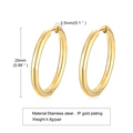 Pendientes de aro de 25 mm en acero inoxidable dorado con cierre seguro - 2.5*25mm / Dorado