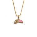 Gold plated copper mermaid tail necklace with pink enamel and sparkling zircon stones - Pink