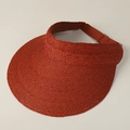 Reddish brown raffia straw open top sun hat with adjustable elastic strap and wide brim - M (56-58cm) / Orange