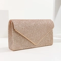 Funkelnde champagnerfarbene Umschlag-Clutch mit Glitzer-Pailletten für Abendpartys - Quadratischer Boden - Champagner