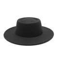 Classico cappello fedora in feltro di lana nero a tesa larga per uomo e donna - M (56-58cm) / Nero