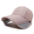 Quick-dry breathable lotus pink sports baseball cap with retractable side sun visors - One Size(Adjustable) / Pink